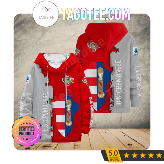 US Cremonese Grau Rot Kapuzenpullover