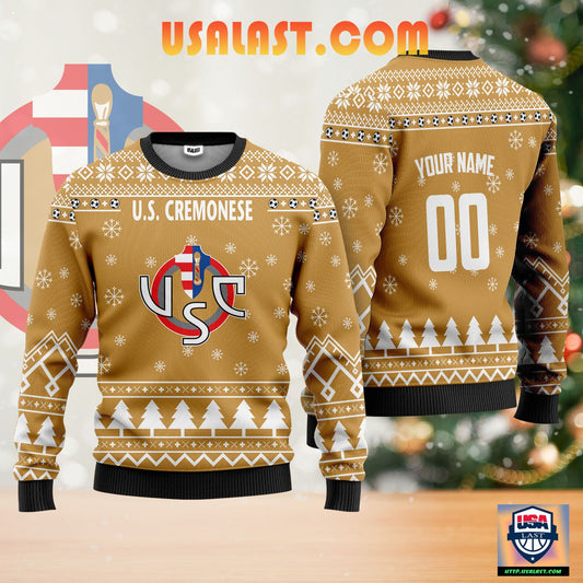 US Cremonese Individueller Name Nummer Gold Verion Hässlich Weihnachtspullover