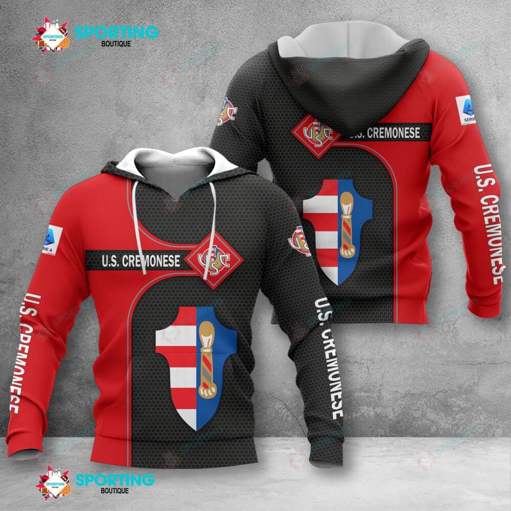 US Cremonese Schwarz Rot Kapuzenpullover V2
