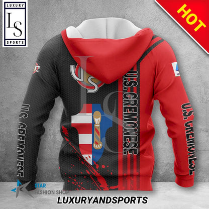US Cremonese Schwarz Rot Reißverschluss-Hoodie V1