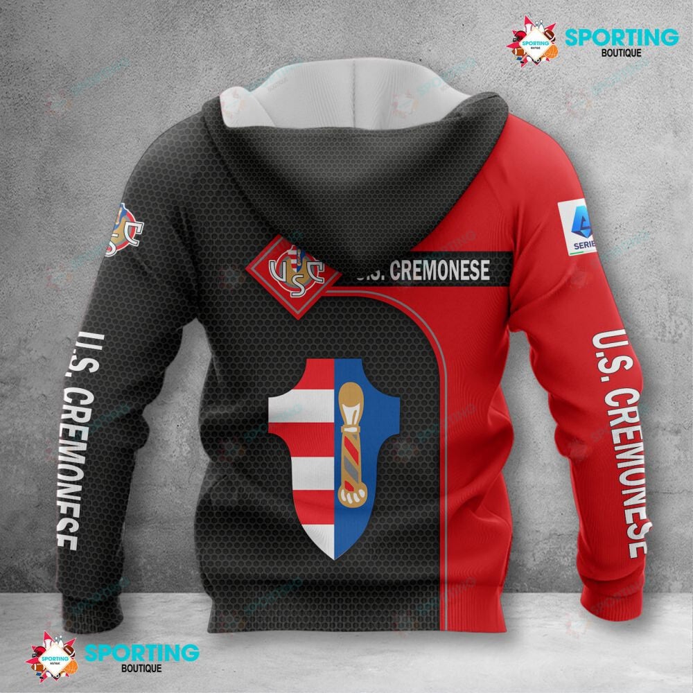 US Cremonese Schwarz Rot Reißverschluss-Hoodie V2
