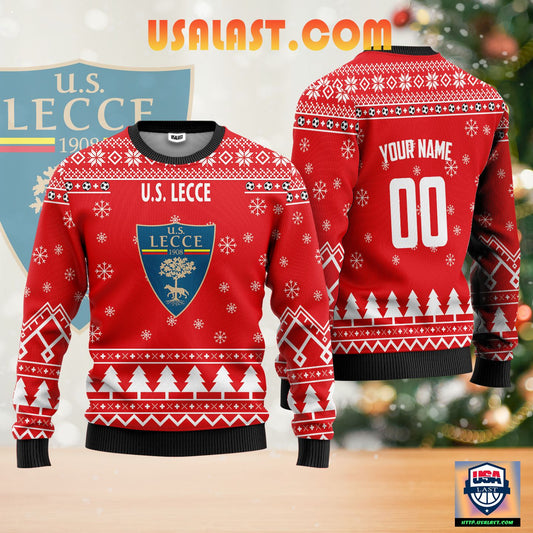 US Lecce Individueller Name Nummer Hässlich Weihnachtspullover
