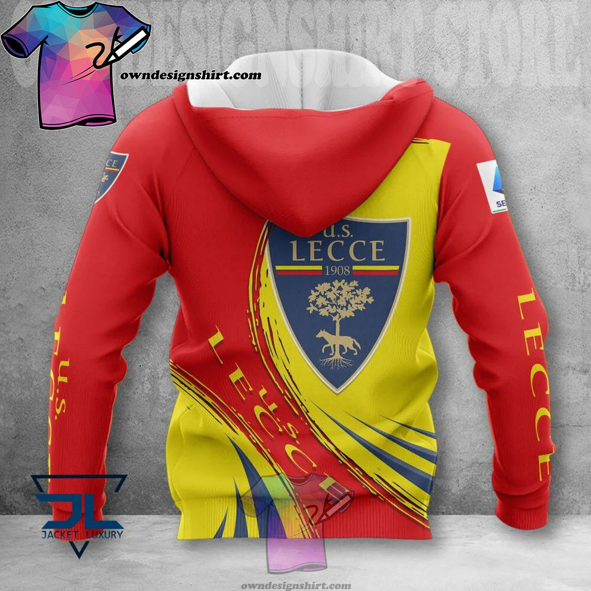 US Lecce Rot Gelb Kapuzenpullover V2