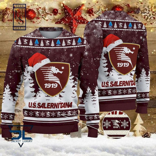 US Salernitana Weihnachtsmütze Hässlich Weihnachtspullover