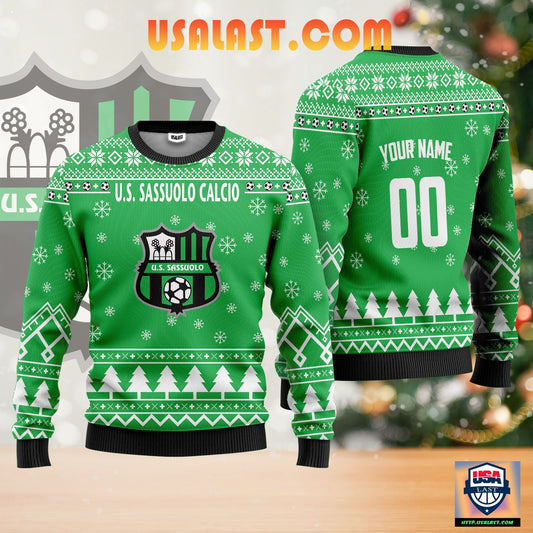 US Sassuolo Calcio Individueller Name Nummer Grün Ausführung Hässlich Weihnachtspullover