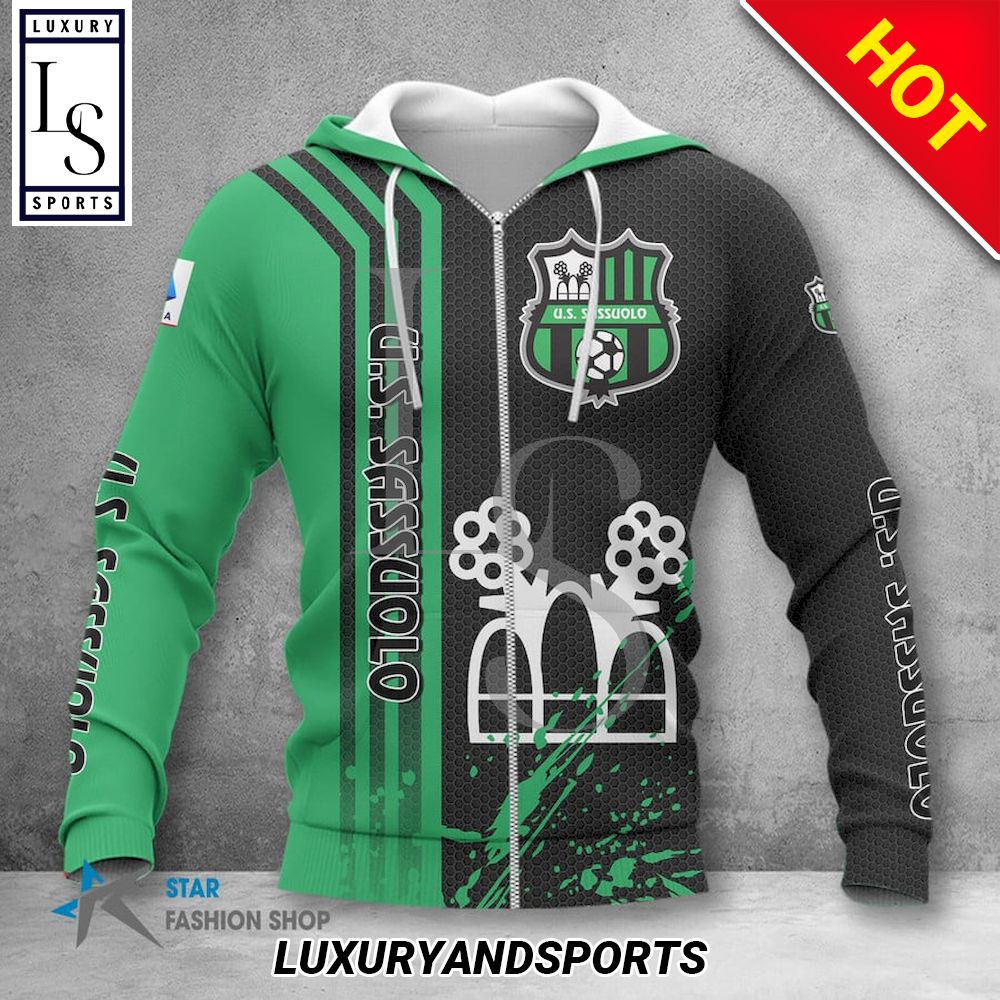 US Sassuolo Calcio Schwarz Grün Reißverschluss-Hoodie V1