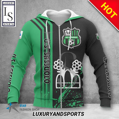 US Sassuolo Calcio Schwarz Grün Reißverschluss-Hoodie V1