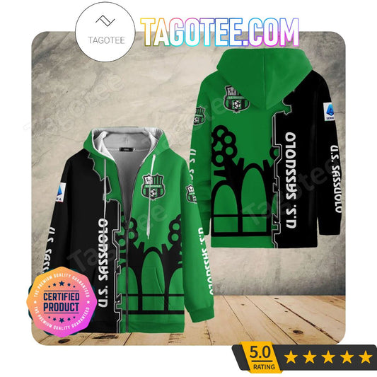 US Sassuolo Calcio Schwarz Grün Reißverschluss-Hoodie V2