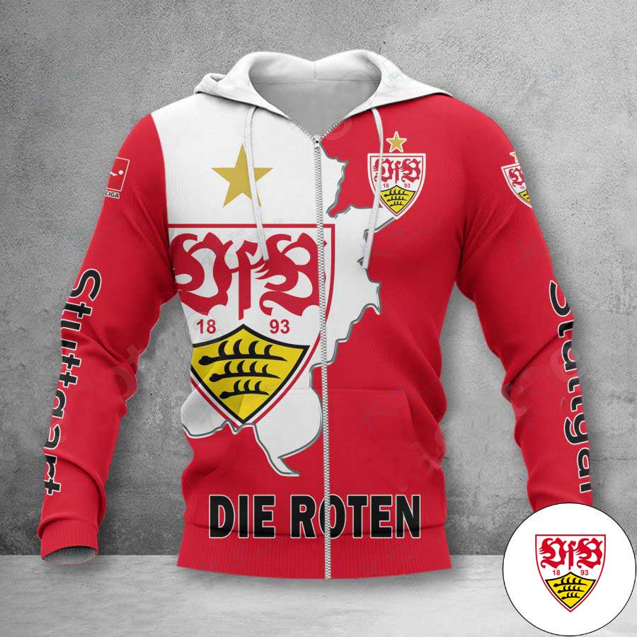 VfB Stuttgart rot-Weiss Reißverschluss-Hoodie