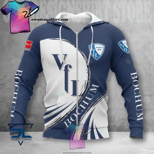 VfL Bochum 1848 Weiß Dunkel Blau Reißverschluss-Hoodie