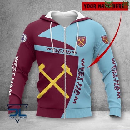 West Ham United FC Individueller Name Auflage Reißverschluss-Hoodie