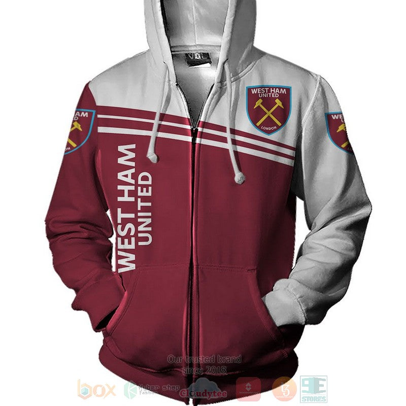 West Ham United FC Rot Weiß Reißverschluss-Hoodie