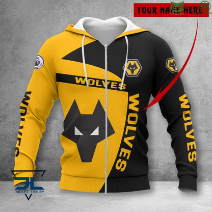 Wolverhampton Wanderers FC Individueller Name Logo Reißverschluss-Hoodie