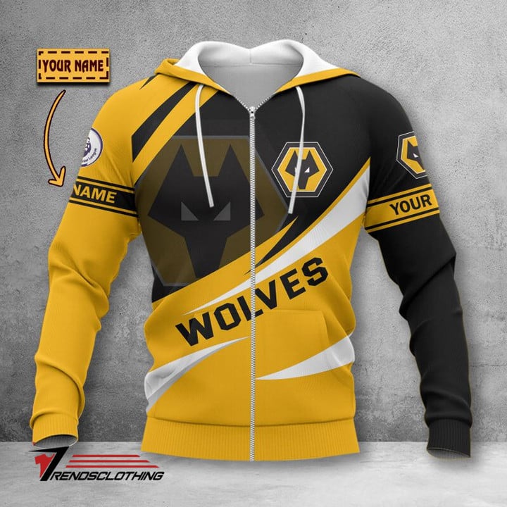 Wolverhampton Wanderers FC Individueller Name Logo Reißverschluss-Hoodie