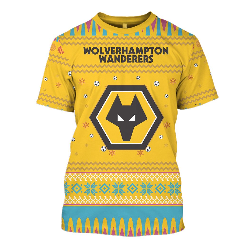 Wolverhampton Wanderers FC Individueller Name Nummer Hässliches Weihnachten T-Shirt