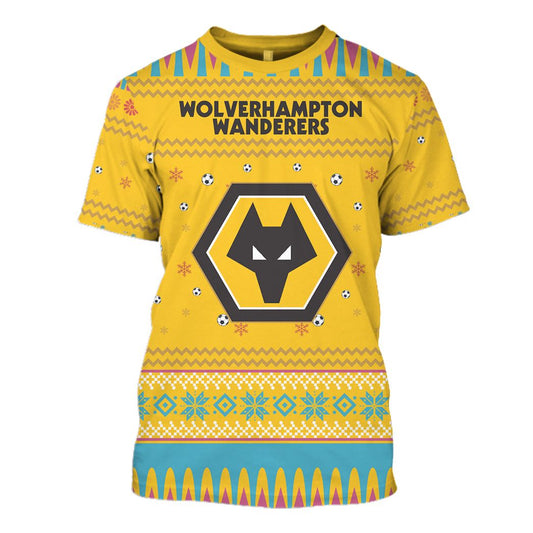 Wolverhampton Wanderers FC Individueller Name Nummer Hässliches Weihnachten T-Shirt